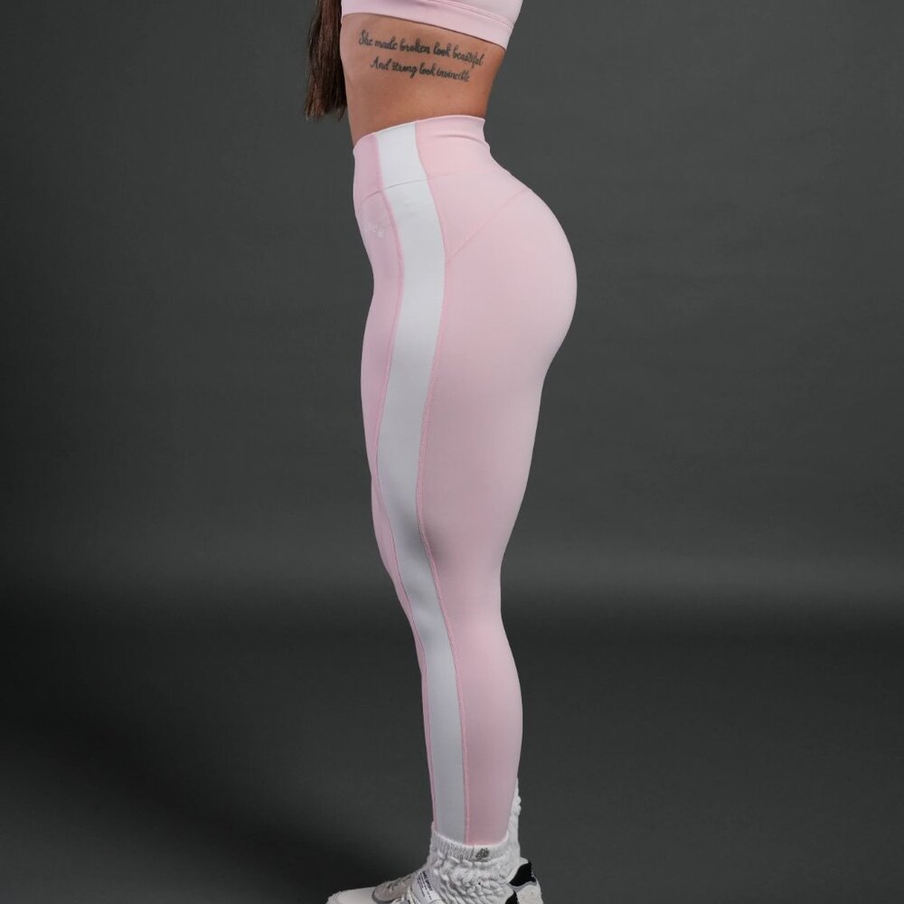 Darc Sport Pink Leggings with White Side Stripe